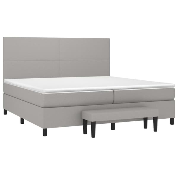 vidaXL Ramsäng med madrass ljusgrå 200x200 cm tyg Grå