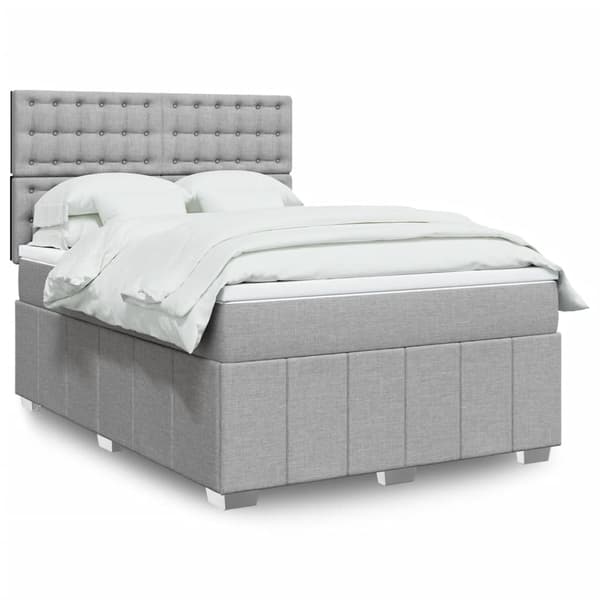 vidaXL Ramsäng med madrass ljusgrå 140x190 cm tyg Grå