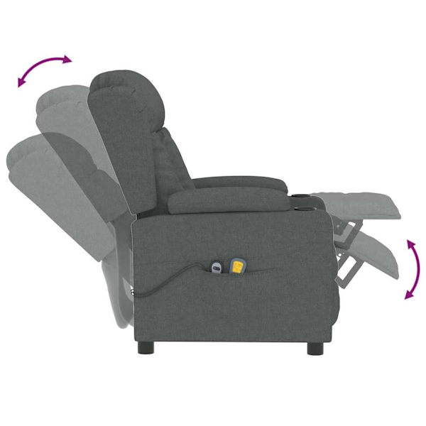 vidaXL Elektrisk massagefåtölj mörkgrå tyg Grå