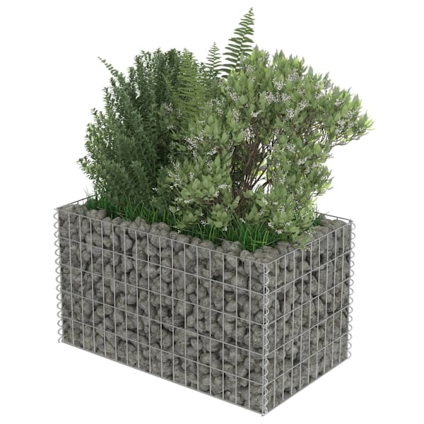 vidaXL Planteringsgabion upphöjd galvaniserat stål 90x50x50 cm Silver