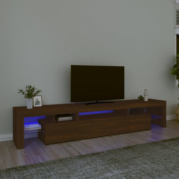 vidaXL Tv-bänk med LED-belysning brun ek 215x36,5x40 cm Brun