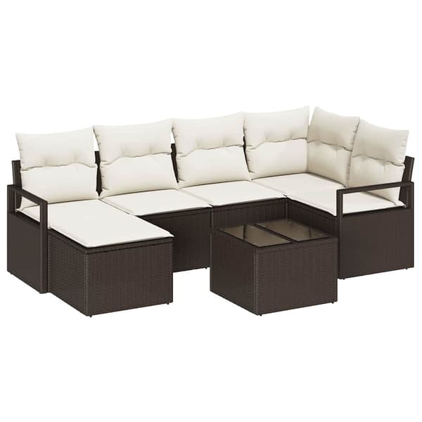 vidaXL Soffset 7 st Brun och Kräm konstrotting Brun