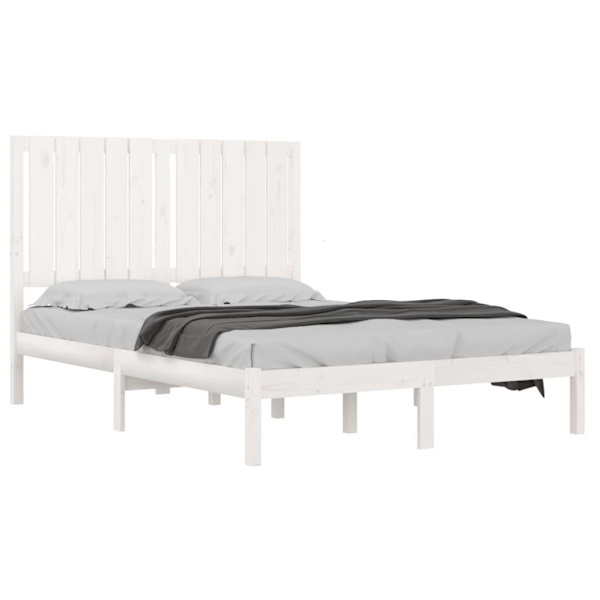 vidaXL Sängram vit massiv furu 120x200 cm Vit