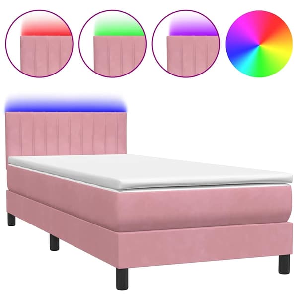 vidaXL Ramsäng med madrass rosa 90x210 cm sammet Rosa