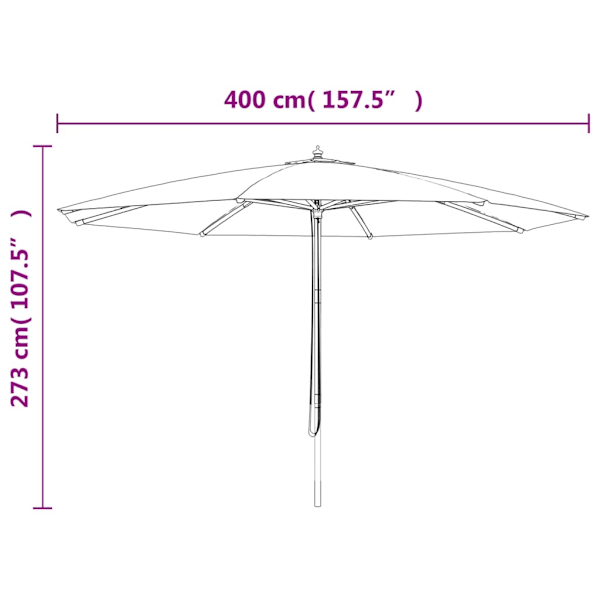 vidaXL Parasoll med trästång 400x273 cm terrakotta Brun
