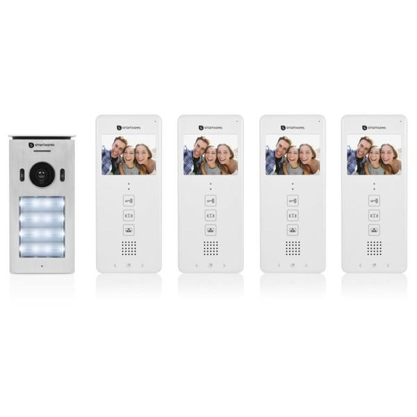 Smartwares Porttelefon med video för 4 lägenheter 20,5x8,6x2,1 c Vit