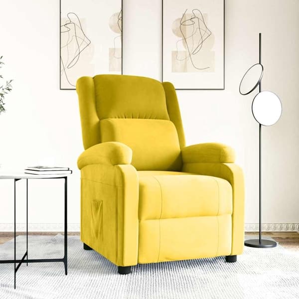 vidaXL Reclinerfåtölj gul sammet Gul