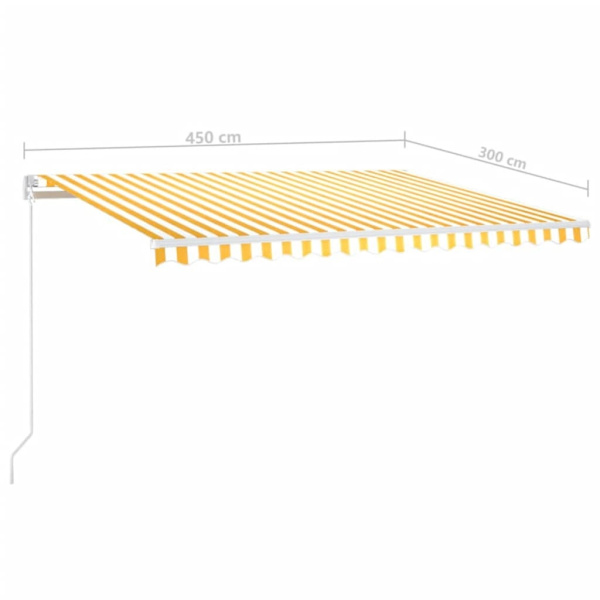 vidaXL Automatisk markis med vindsensor & LED 450x300 cm gul/vit Gul