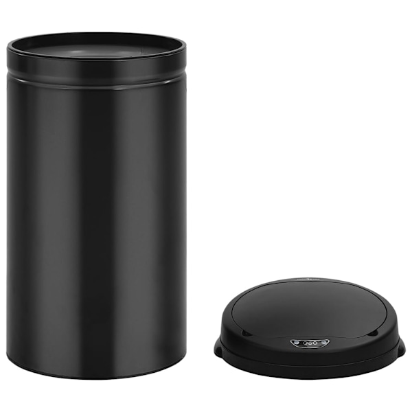vidaXL Soptunna med automatisk sensor 50 L kolstål svart Svart