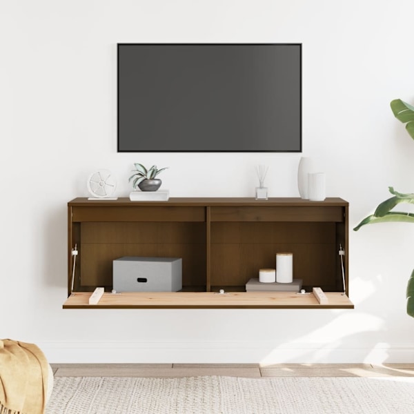 vidaXL Väggskåp honungsbrun 100x30x35 cm massiv furu Brun