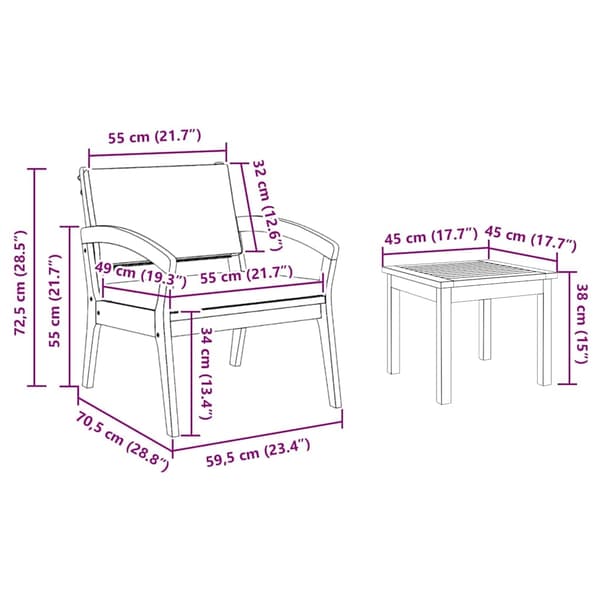 vidaXL Bistroset med kudde 5 pcs Brun Polyester Brun
