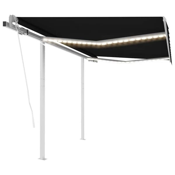 vidaXL Automatisk markis med vindsensor & LED 3,5x2,5 m antracit Antracit