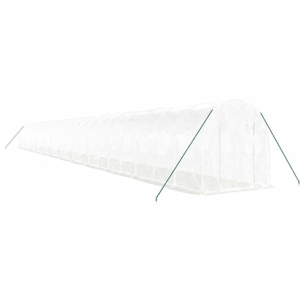 vidaXL Växthus med stålram vit 48m² 24x2x2 m Vit