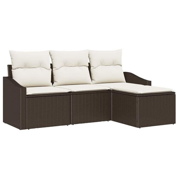 vidaXL Soffset med kudde 4 pcs Brun konstrotting Brun