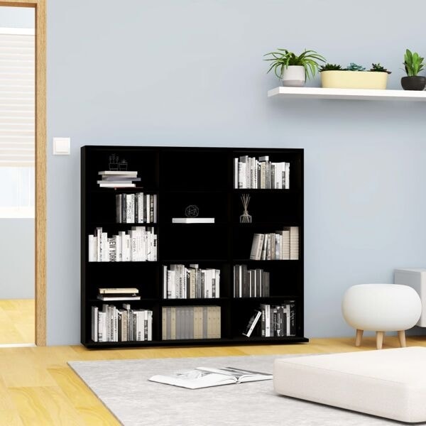 vidaXL CD-hylla svart 100x23x89,5 cm konstruerat trä Svart