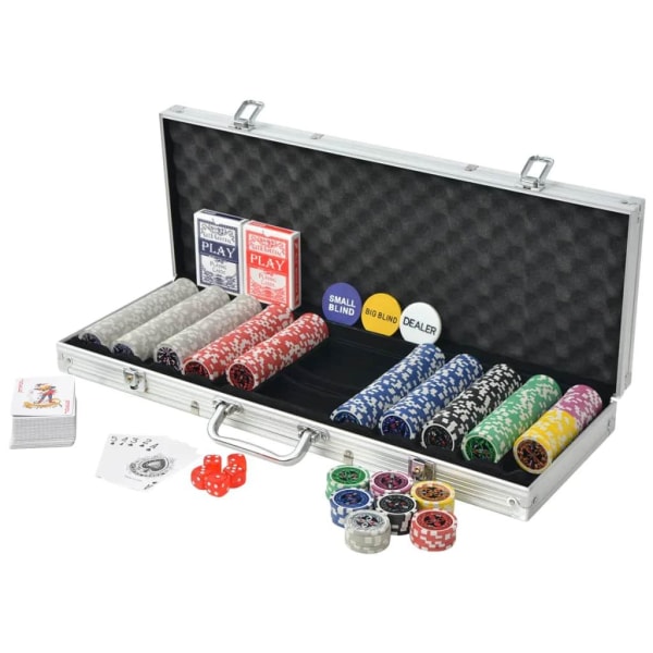 vidaXL Pokerset med 500 laser-marker aluminium Flerfärgsdesign