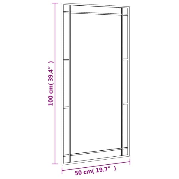 vidaXL Väggspegel svart 50x100 cm rektangulär järn art