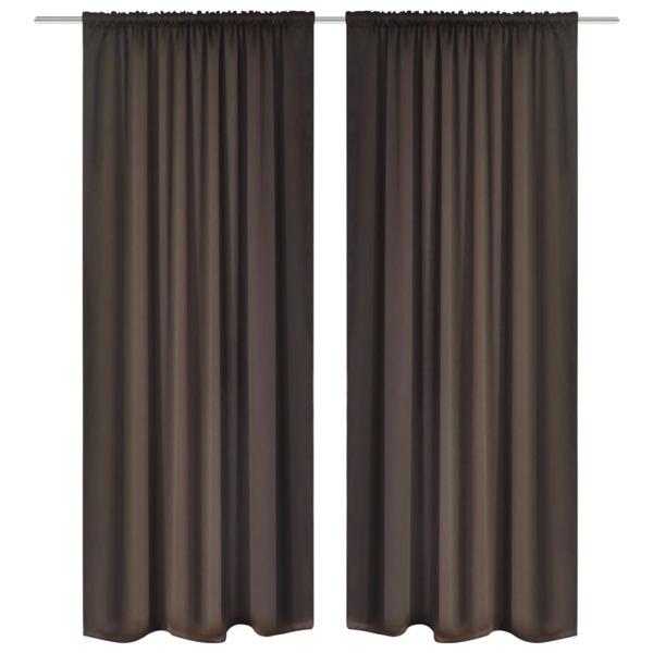 vidaXL 2-pack bruna gardiner med hyskupphängning 135 x 245 cm Brun