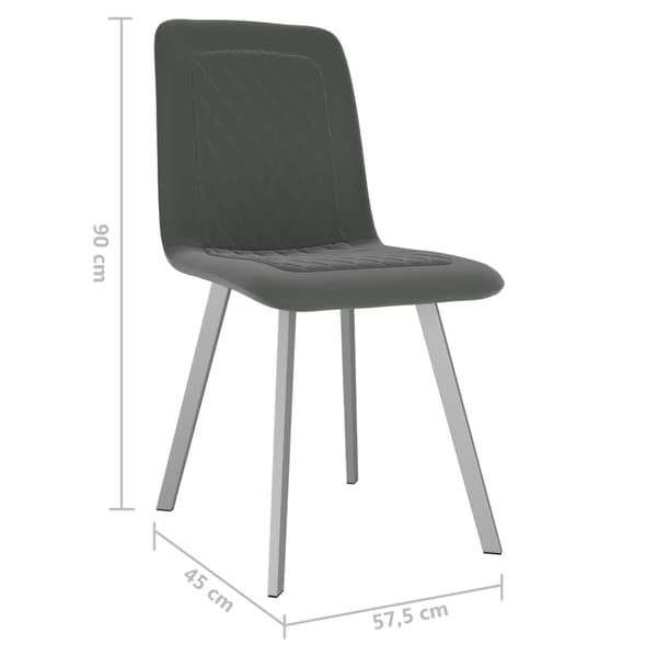 vidaXL Matstolar 2 st grå sammet grå