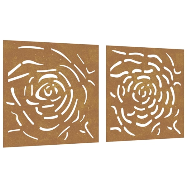 vidaXL Väggdekorationer 3 delar 55x55 cm rosttrögt stål rosdesign Brun