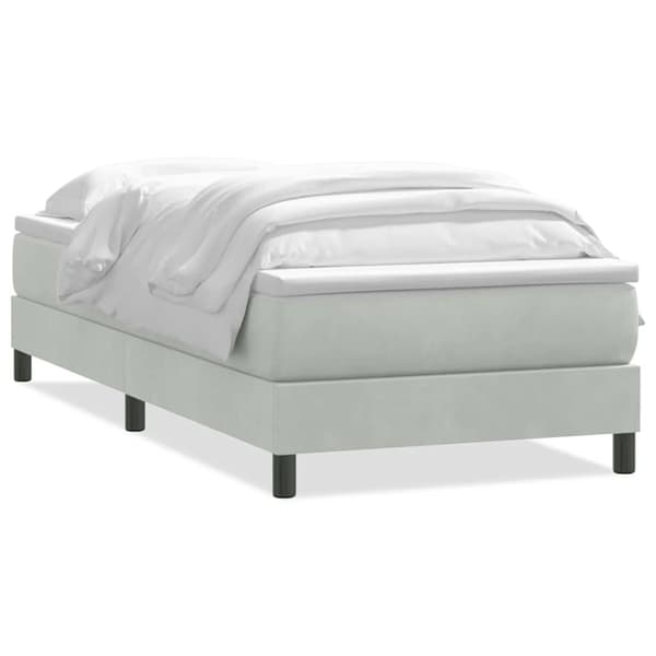 vidaXL Ramsäng med madrass ljusgrå 90x210 cm sammet Grå