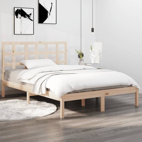 vidaXL Sängram massivt trä 200x200 cm Brun