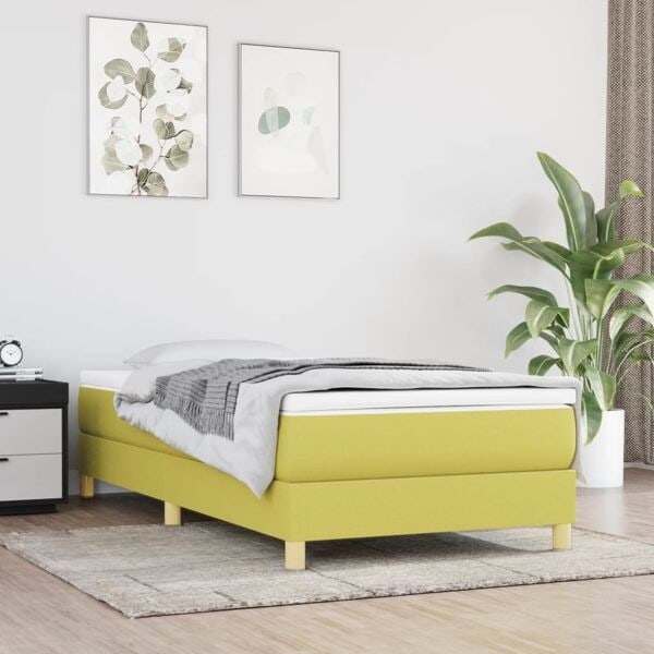vidaXL Sängram utan madrass grön 100x200 cm tyg Grön