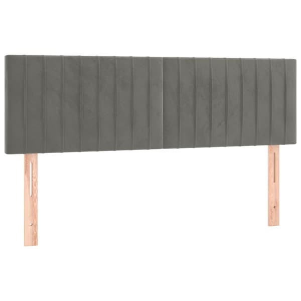 vidaXL Sänggavel LED ljusgrå 144x5x78/88 cm sammet Grå