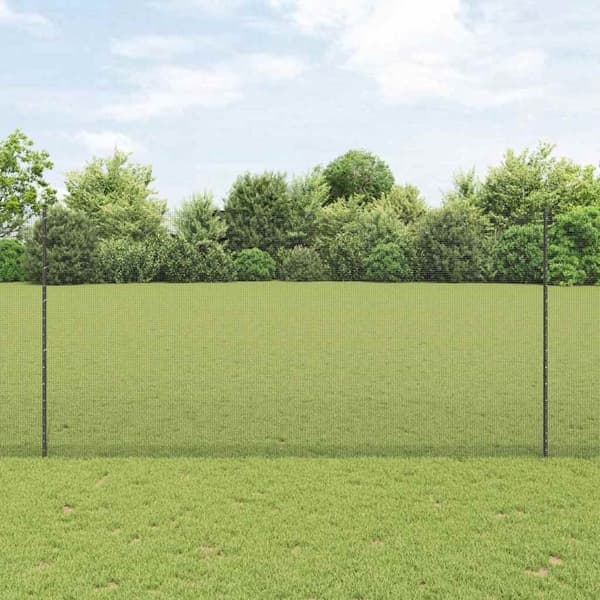 vidaXL Svetsat trådgeller med stolpar 25 x 1,5 m Galvaniserat stål Grå Grå