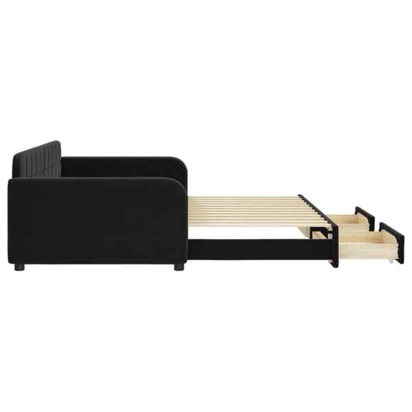 vidaXL Dagbädd utdragbar med lådor svart 100x200 cm sammet Svart