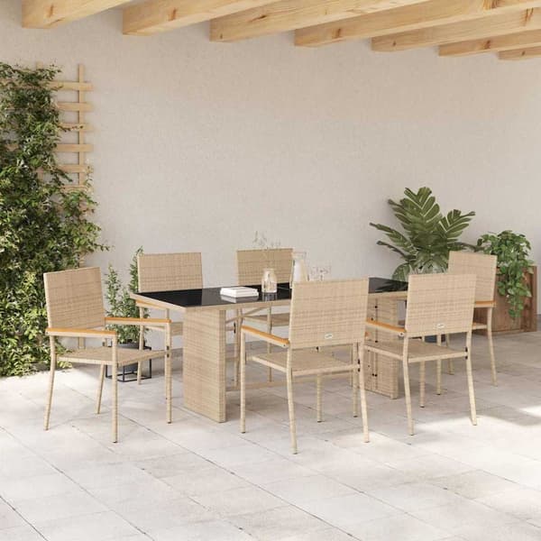 vidaXL Trädgårdsmöbelset 7 pcs Beige konstrotting Beige