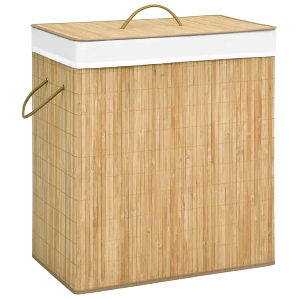 vidaXL Tvättkorg bambu med 2 sektioner 100 L Brun
