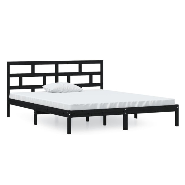 vidaXL Sängram massiv furu 120x190 cm svart Svart