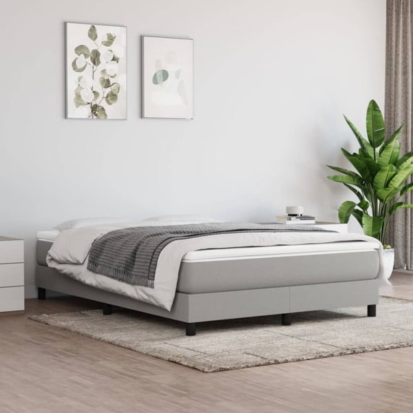 vidaXL Sängram utan madrass ljusgrå 140x200 cm tyg Grå