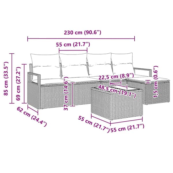 vidaXL Soffset 6 st Beige konstrotting Beige