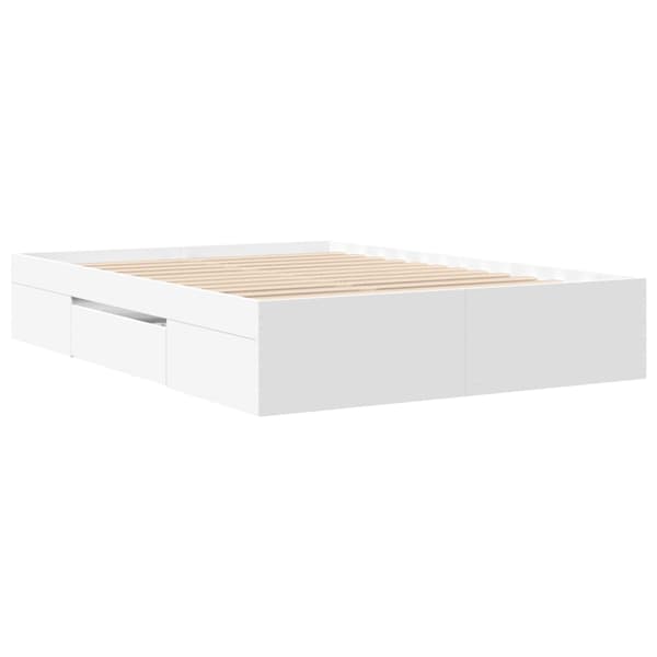 vidaXL Sängram vit 135x190 cm konstruerat trä Vit