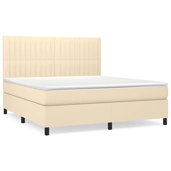 vidaXL Ramsäng med madrass gräddvit 180x200 cm tyg Kräm
