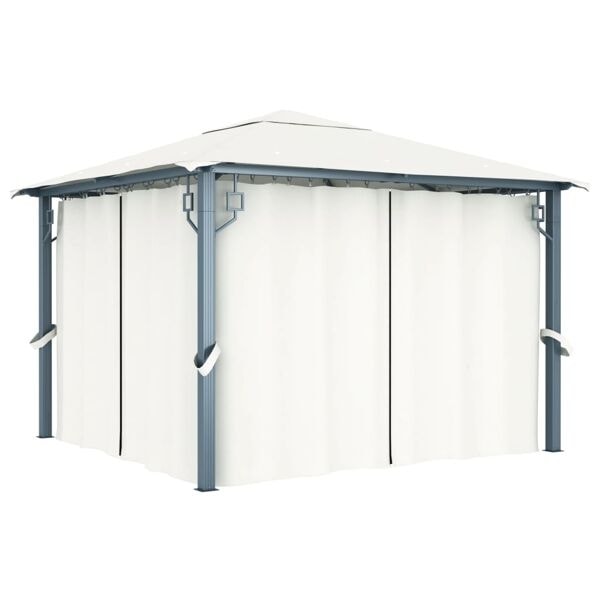 vidaXL Paviljong med draperier 300x300 cm gräddvit aluminium Creme