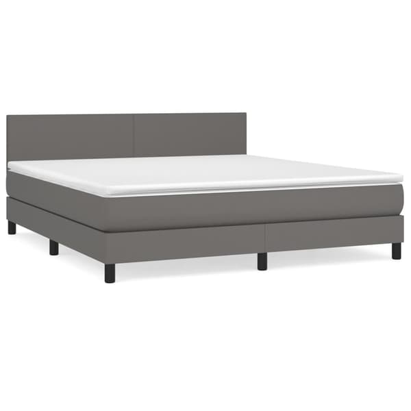 vidaXL Ramsäng med madrass grå 180x200 cm konstläder Grå