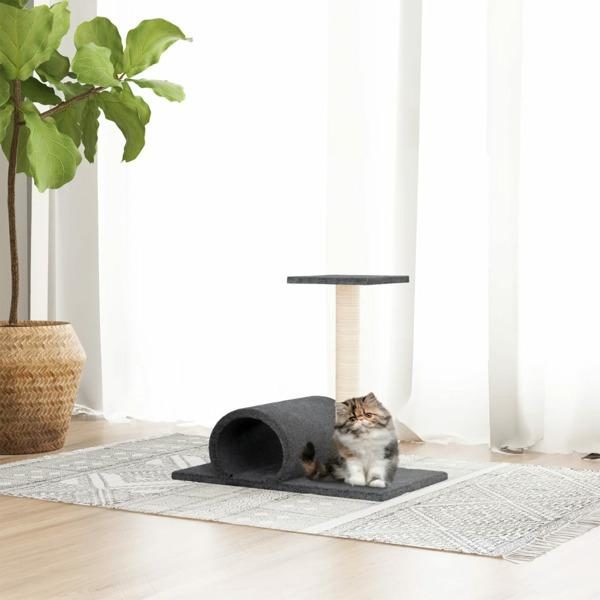 vidaXL Klöspelare för katt med tunnel Mörkgrå 60x34,5x50 cm Grå