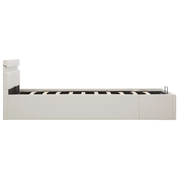 vidaXL Sängram hydraulisk förvaring LED vit konstläder 140x200 c Vit