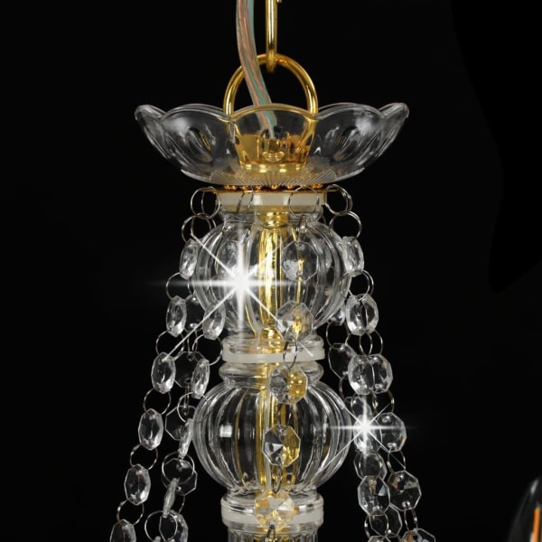 vidaXL Takkrona med pärlor guld 8 x E14-glödlampor Guld