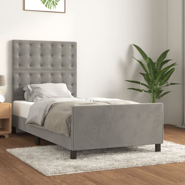 vidaXL Sängram utan madrass ljusgrå 80x200 cm sammet Grå