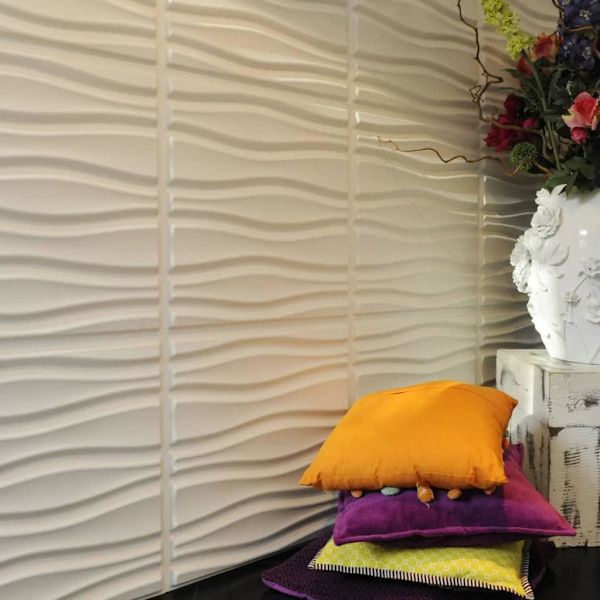 WallArt 3D Väggpaneler 24 st GA-WA14 flödande Vit
