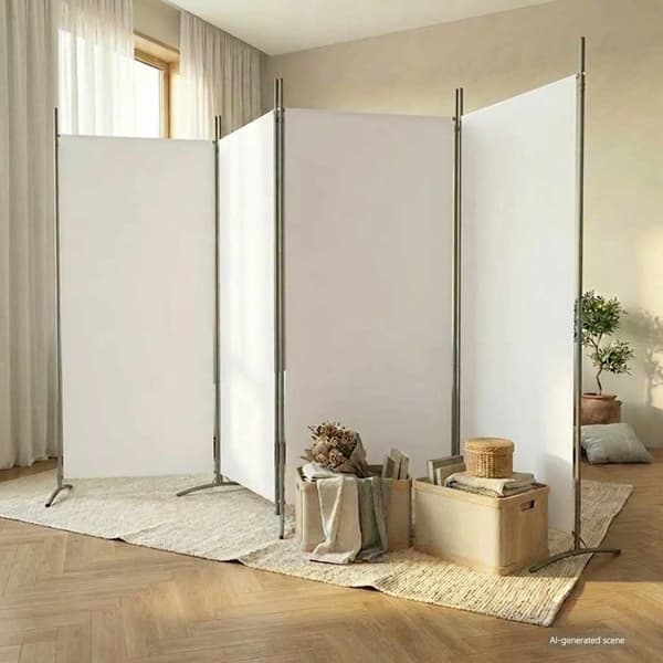 vidaXL Rumsavdelare 4 paneler vit 346x180 cm tyg Vit