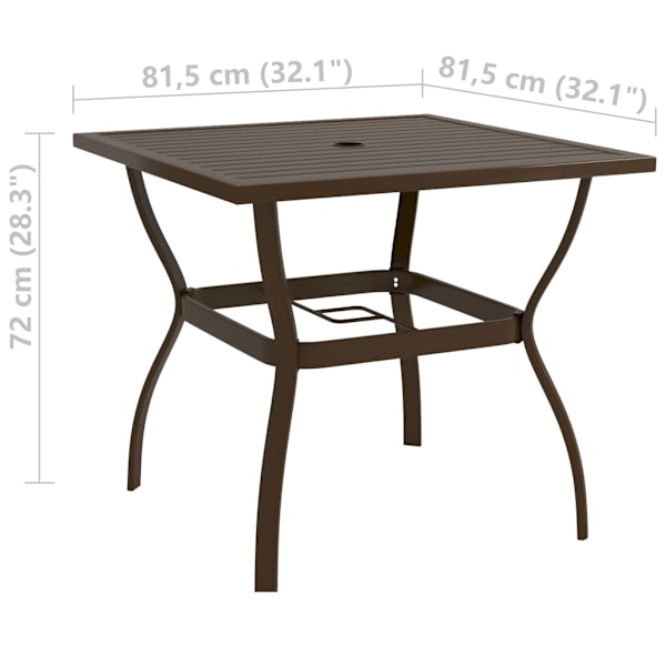vidaXL Trädgårdsbord brun 81,5x81,5x72 cm stål Brun
