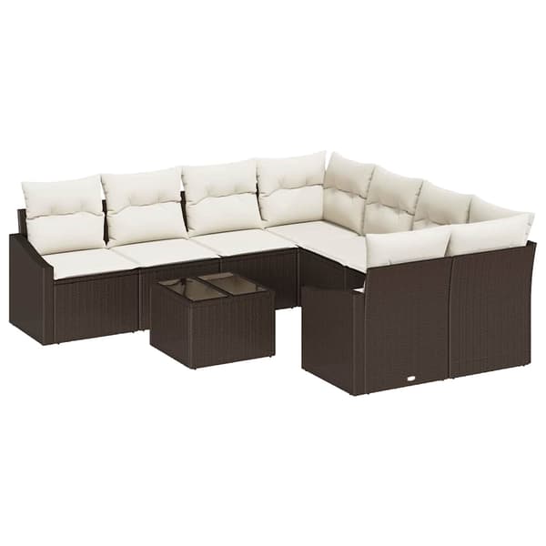 vidaXL Soffset 9 st Brun och Kräm konstrotting Brun