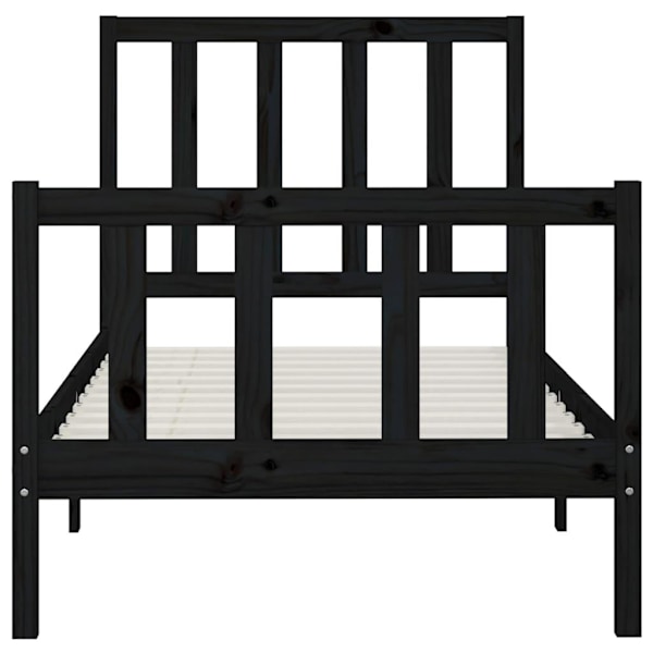 vidaXL Sängram svart massivt trä 90x200 cm enkelsäng Svart