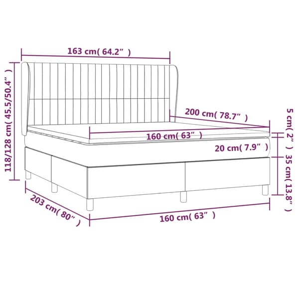 vidaXL Ramsäng med madrass rosa 160x200 cm sammet Rosa