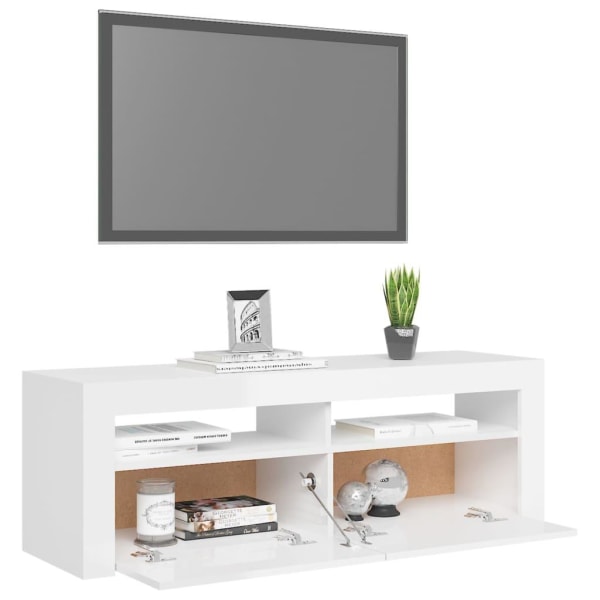 vidaXL TV-bänk med LED-belysning vit högglans 120x35x40 cm Vit